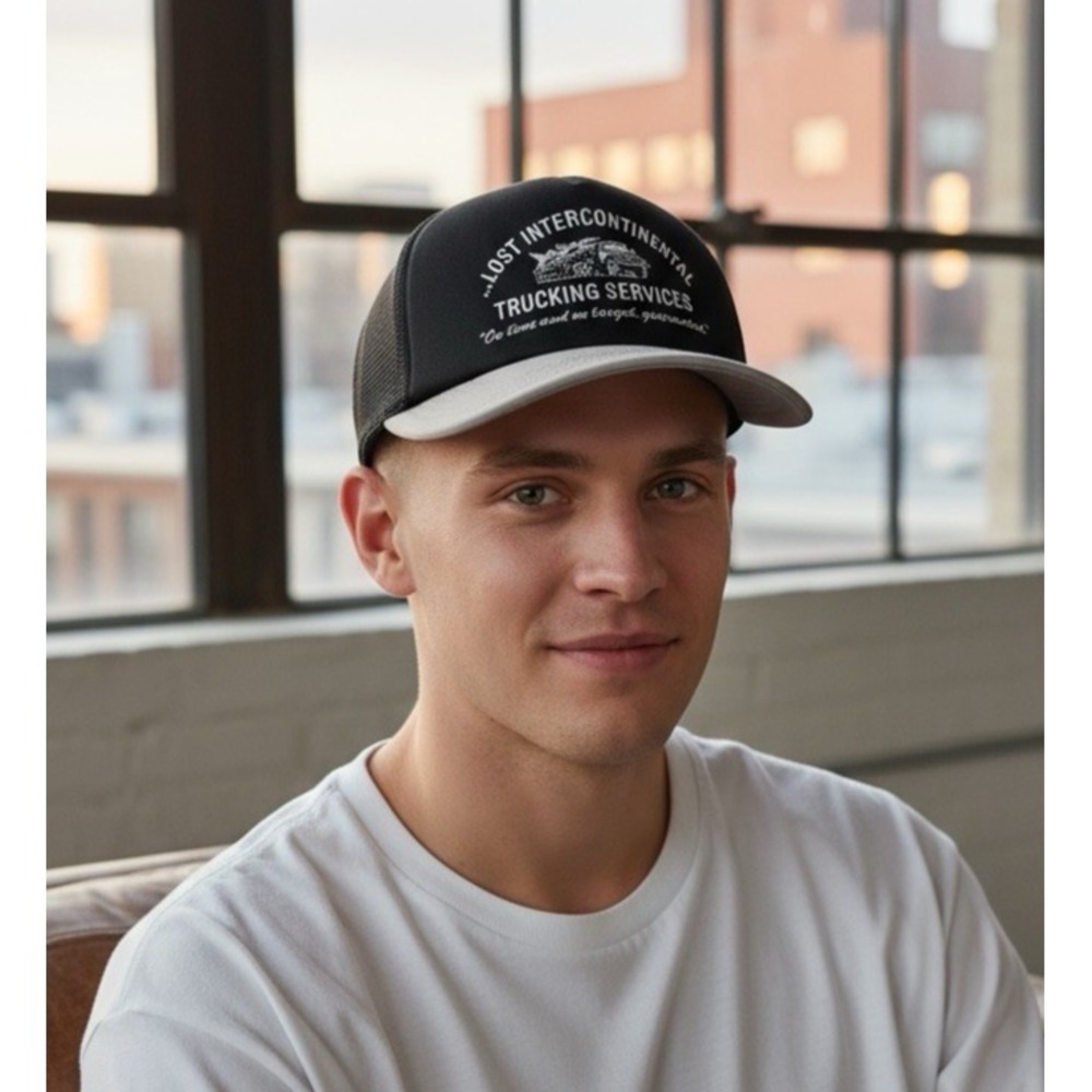 Lost Enterprises Mens Intercontinental Trucker Black Foam Snapback Hat Mesh